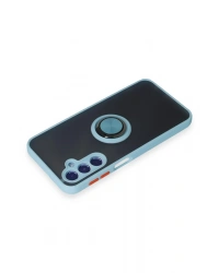 Newface Samsung Galaxy M34 5G Kılıf Montreal Yüzüklü Silikon Kapak - Buz Mavi