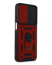 Newface Samsung Galaxy M34 5G Kılıf Pars Lens Yüzüklü Silikon - Kırmızı