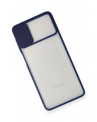 Newface Samsung Galaxy M51 Kılıf Palm Buzlu Kamera Sürgülü Silikon - Lacivert