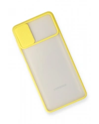 Newface Samsung Galaxy M51 Kılıf Palm Buzlu Kamera Sürgülü Silikon - Sarı