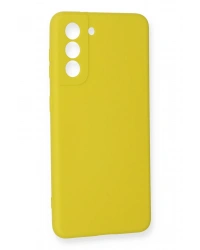 Newface Samsung Galaxy S21 FE Kılıf Nano içi Kadife Silikon - Sarı