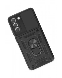 Newface Samsung Galaxy S21 FE Kılıf Pars Lens Yüzüklü Silikon - Siyah