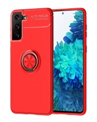 Newface Samsung Galaxy S21 Plus Kılıf Range Yüzüklü Silikon - Kırmızı