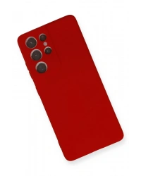 Newface Samsung Galaxy S21 Ultra Kılıf Nano içi Kadife Silikon - Kırmızı