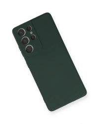 Newface Samsung Galaxy S21 Ultra Kılıf Nano içi Kadife Silikon - Koyu Yeşil