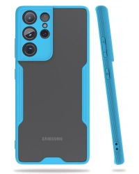 Newface Samsung Galaxy S21 Ultra Kılıf Platin Silikon - Mavi