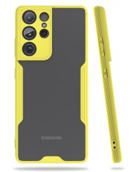 Newface Samsung Galaxy S21 Ultra Kılıf Platin Silikon - Sarı