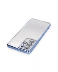 Newface Samsung Galaxy S21 Ultra Kılıf Razer Lensli Silikon - Açık Mavi