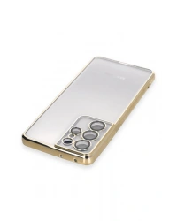 Newface Samsung Galaxy S21 Ultra Kılıf Razer Lensli Silikon - Gold