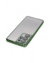 Newface Samsung Galaxy S21 Ultra Kılıf Razer Lensli Silikon - Yeşil