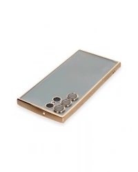Newface Samsung Galaxy S22 Ultra Kılıf Razer Lensli Silikon - Gold
