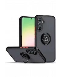 Newface Samsung Galaxy S23 FE Kılıf Montreal Yüzüklü Silikon Kapak - Siyah