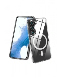 Newface Samsung Galaxy S23 Kılıf Magneticsafe Şeffaf Silikon - Şeffaf