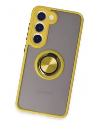 Newface Samsung Galaxy S23 Kılıf Montreal Yüzüklü Silikon Kapak - Sarı