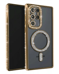 Newface Samsung Galaxy S23 Ultra Joke Simli Magneticsafe Kılıf - Gold