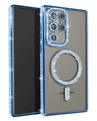 Newface Samsung Galaxy S23 Ultra Joke Simli Magneticsafe Kılıf - Mavi