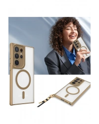 Newface Samsung Galaxy S23 Ultra Kılıf Enka Magsafe Silikon Kılıf - Desert