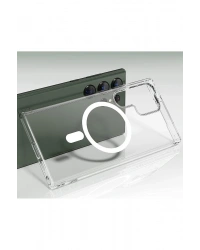 Newface Samsung Galaxy S23 Ultra Kılıf Magneticsafe Şeffaf Silikon - Şeffaf