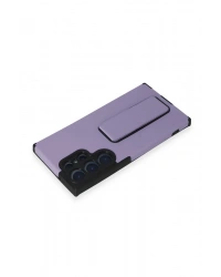 Newface Samsung Galaxy S23 Ultra Kılıf Mega Standlı Silikon - Lila