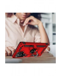 Newface Samsung Galaxy S23 Ultra Kılıf Sofya Yüzüklü Silikon Kapak - Kırmızı