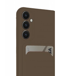 Newface Samsung Galaxy S24 FE Kılıf Kelvin Kartvizitli Silikon - Kahverengi