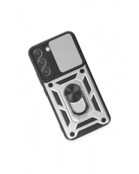 Newface Samsung Galaxy S24 Kılıf Pars Lens Yüzüklü Silikon - Gümüş