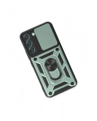 Newface Samsung Galaxy S24 Kılıf Pars Lens Yüzüklü Silikon - Yeşil