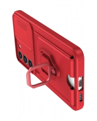 Newface Samsung Galaxy S24 Plus Kılıf Zuma Kartvizitli Yüzüklü Silikon - Kırmızı