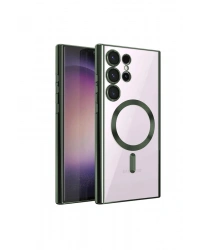 Newface Samsung Galaxy S24 Ultra Kılıf Kross Magneticsafe Kapak - Koyu Yeşil