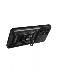 Newface Samsung Galaxy S24 Ultra Kılıf Pars Lens Yüzüklü Silikon - Yeşil