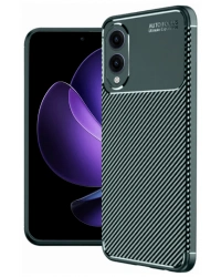 Newface Samsung Galaxy S25 Edge Kılıf Auto Focus Karbon Kapak - Koyu Yeşil