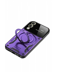 Newface Samsung Galaxy S25 Edge Kılıf Joy Lens Standlı Kapak - Mor