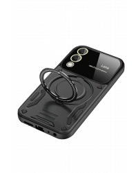 Newface Samsung Galaxy S25 Edge Kılıf Joy Lens Standlı Kapak - Siyah