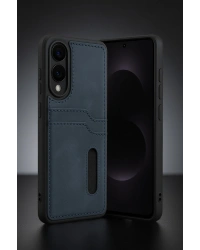 Newface Samsung Galaxy S25 Edge Sara Kartvizitli Deri Kılıf - Siyah