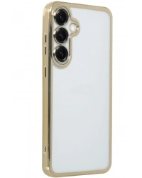 Newface Samsung Galaxy S25 Kılıf Razer Lensli Silikon - Gold