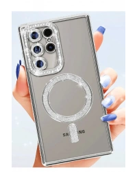 Newface Samsung Galaxy S25 Ultra Kılıf Joke Simli Magneticsafe Kılıf - Siyah