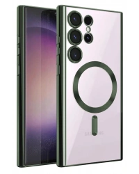 Newface Samsung Galaxy S25 Ultra Kılıf Kross Magneticsafe Kapak - Koyu Yeşil