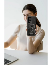 Newface Samsung Galaxy S25 Ultra Kılıf Pars Lens Yüzüklü Silikon - Lacivert