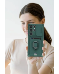 Newface Samsung Galaxy S25 Ultra Kılıf Zuma Kartvizitli Yüzüklü Silikon - Kırmızı