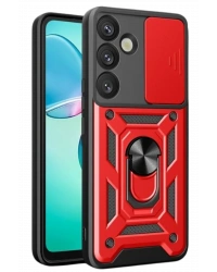 Newface Samsung Galaxy S26 Pars Lens Yüzüklü Silikon - Kırmızı