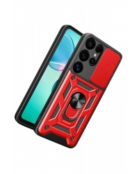 Newface Samsung Galaxy S26 Ultra Pars Lens Yüzüklü Silikon - Kırmızı