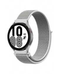 Newface Samsung Galaxy Watch 4 Hasırlı Cırtcırtlı Kordon - Beyaz