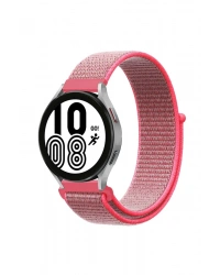 Newface Samsung Galaxy Watch 4 Hasırlı Cırtcırtlı Kordon - Pembe