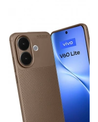 Newface Vivo V60 Lite Auto Focus Karbon Kapak - Kahverengi