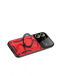 Newface Vivo Y16 Kılıf Joy Lens Standlı Kapak - Kırmızı