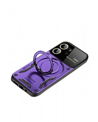 Newface Vivo Y16 Kılıf Joy Lens Standlı Kapak - Mor