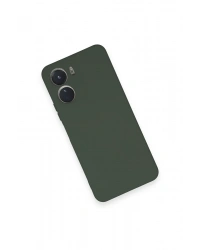 Newface Vivo Y16 Kılıf Nano içi Kadife Silikon - Koyu Yeşil