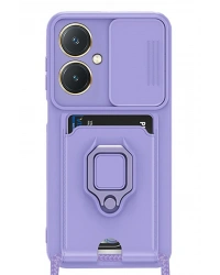 Newface Vivo Y27 Kılıf Zuma Kartvizitli Yüzüklü Silikon - Lila