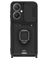 Newface Vivo Y27 Kılıf Zuma Kartvizitli Yüzüklü Silikon - Siyah