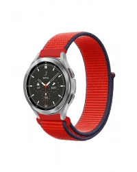 Newface Watch 22mm Hasırlı Cırtcırtlı Kordon - Kırmızı